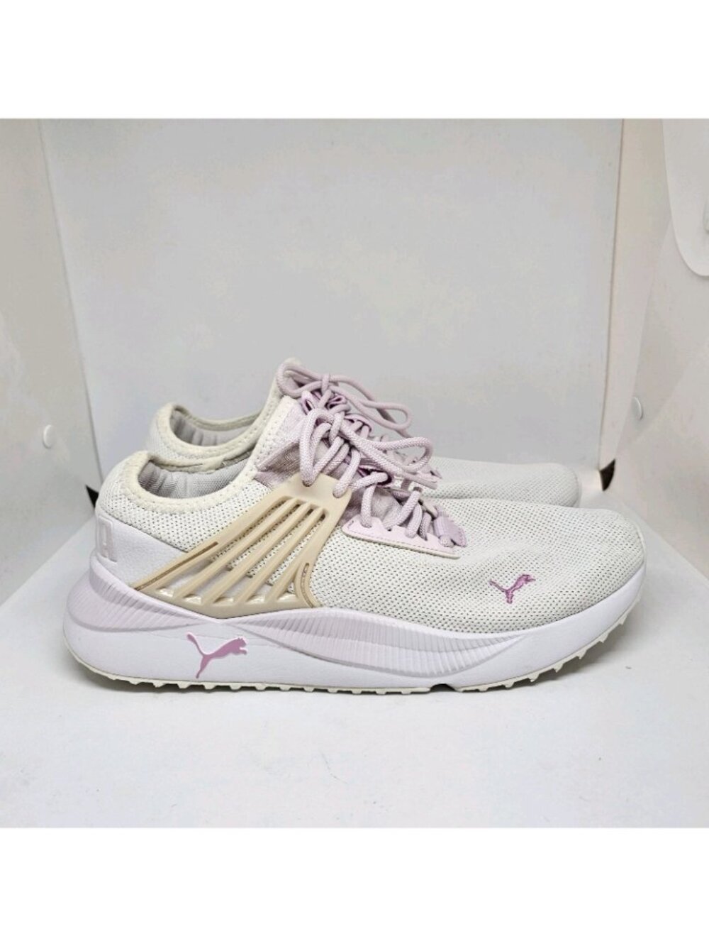 Puma Womens Pacer Future Sneaker White Purple 383200-01 Sz 9.5